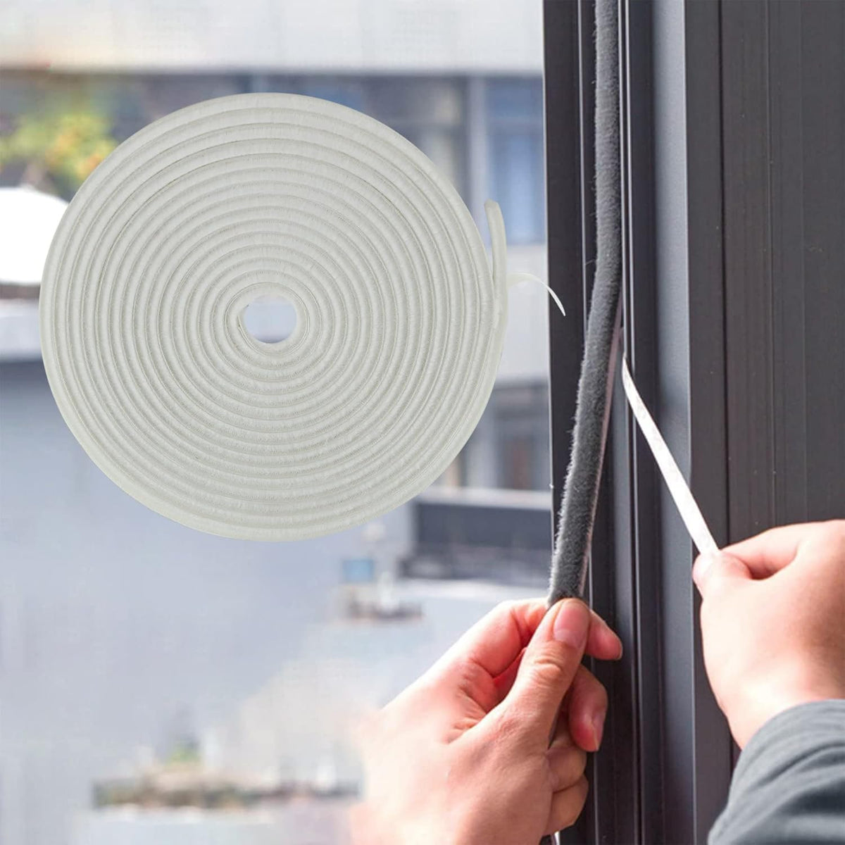 65FT Brush Weather Stripping, Neat Pile Self Adhesive Seal Strip for Windows and Door, Weatherstrip
