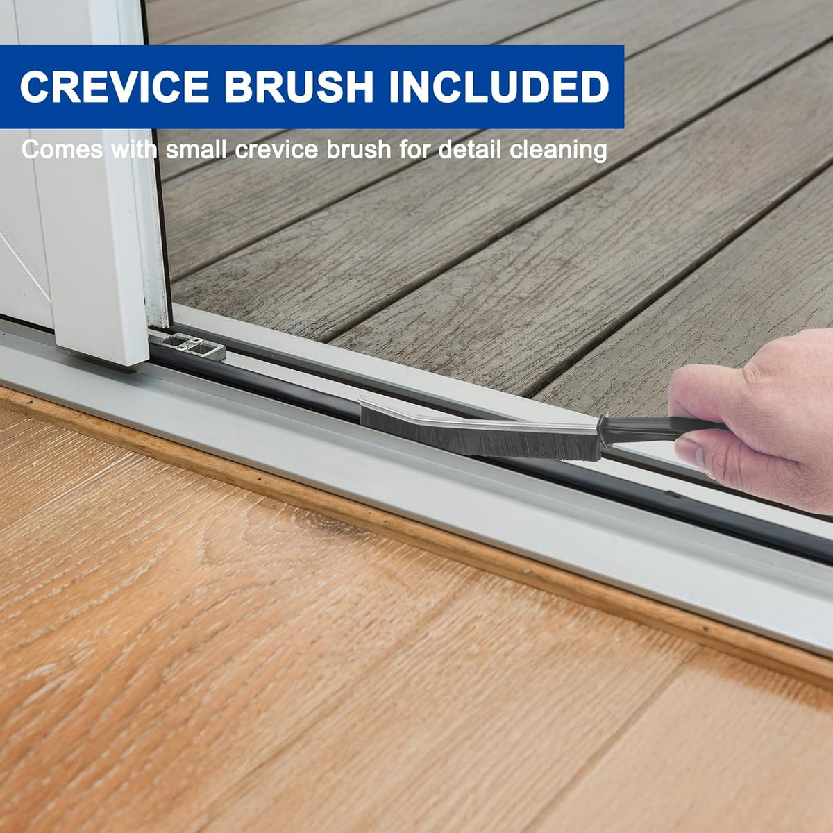 KeFanta Deck Brush with Long Handle, 2 in 1 Floor Scrub Brush for Cleaning, 56" Stiff Bristle