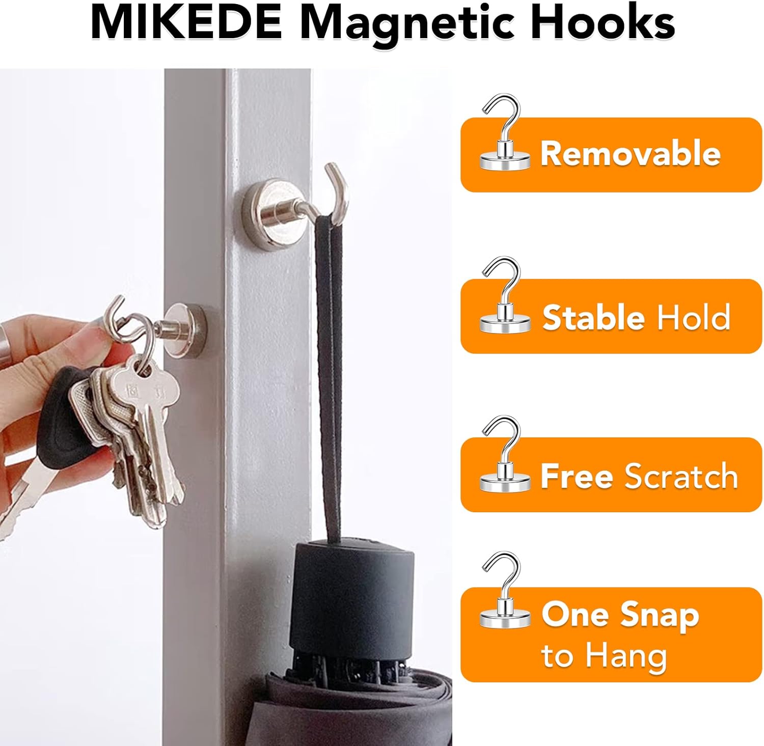 MIKEDE Magnetic Hooks, 80Lbs+ Heavy Duty Magnetic Hooks for Cruise Cabins, Super Neodymium Hanging