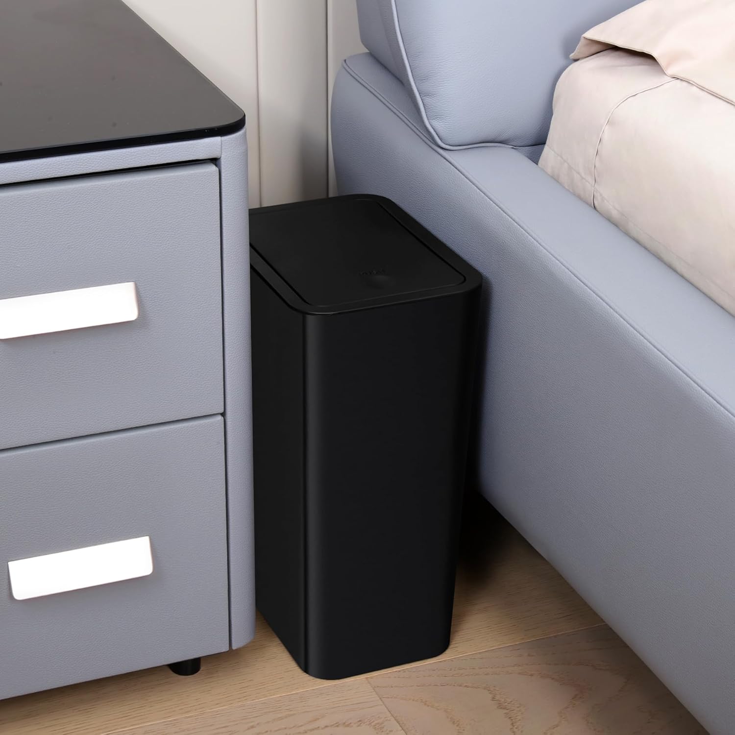 TIPGO Bathroom Trash Can with Lid, 10 Liter/ 2.6 Gallon Slim Garbage Can, Small Trash Bin Waste