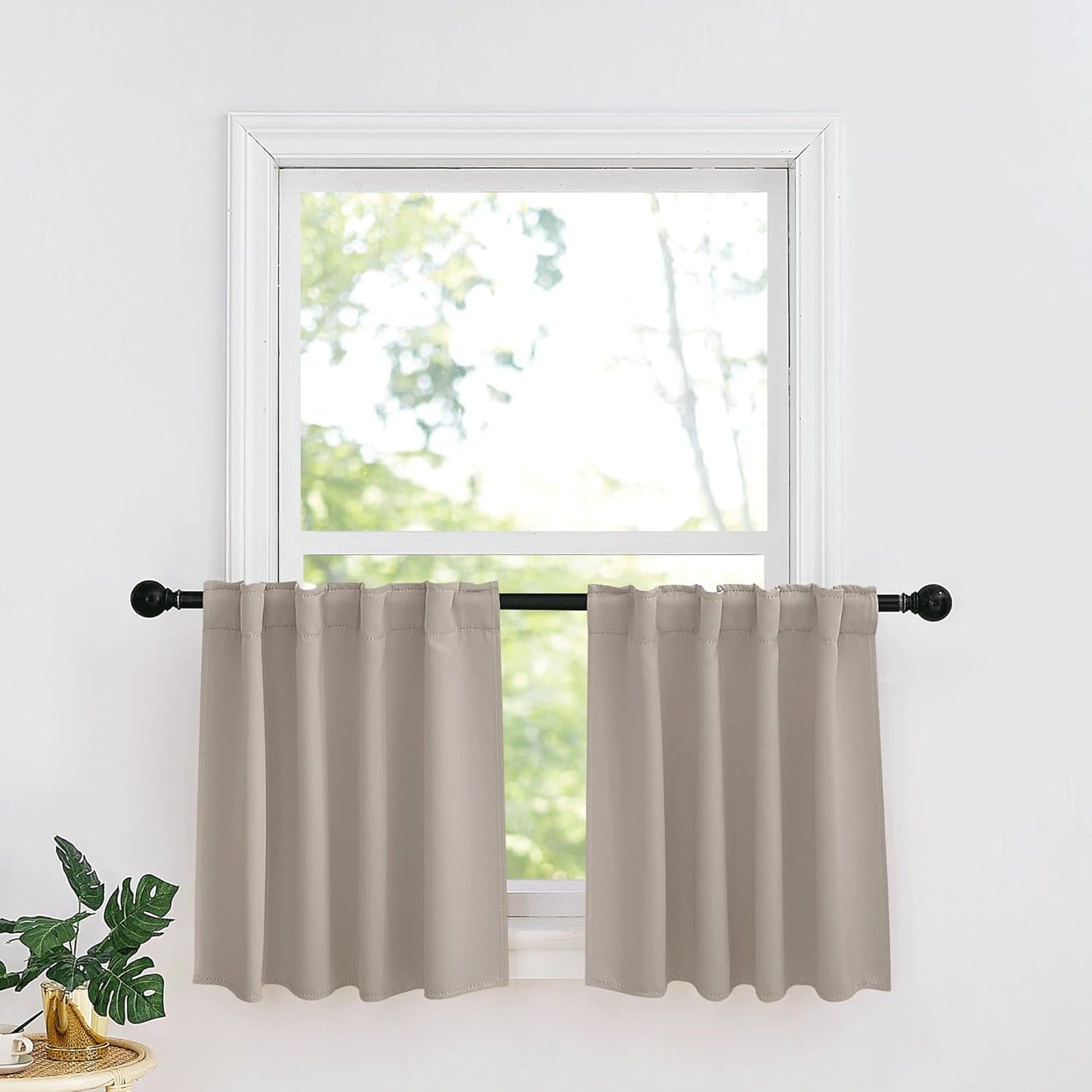 RYB HOME Small Window Curtains - Blackout Insualting Privacy Curtains for Kids Bedroom Kitchen