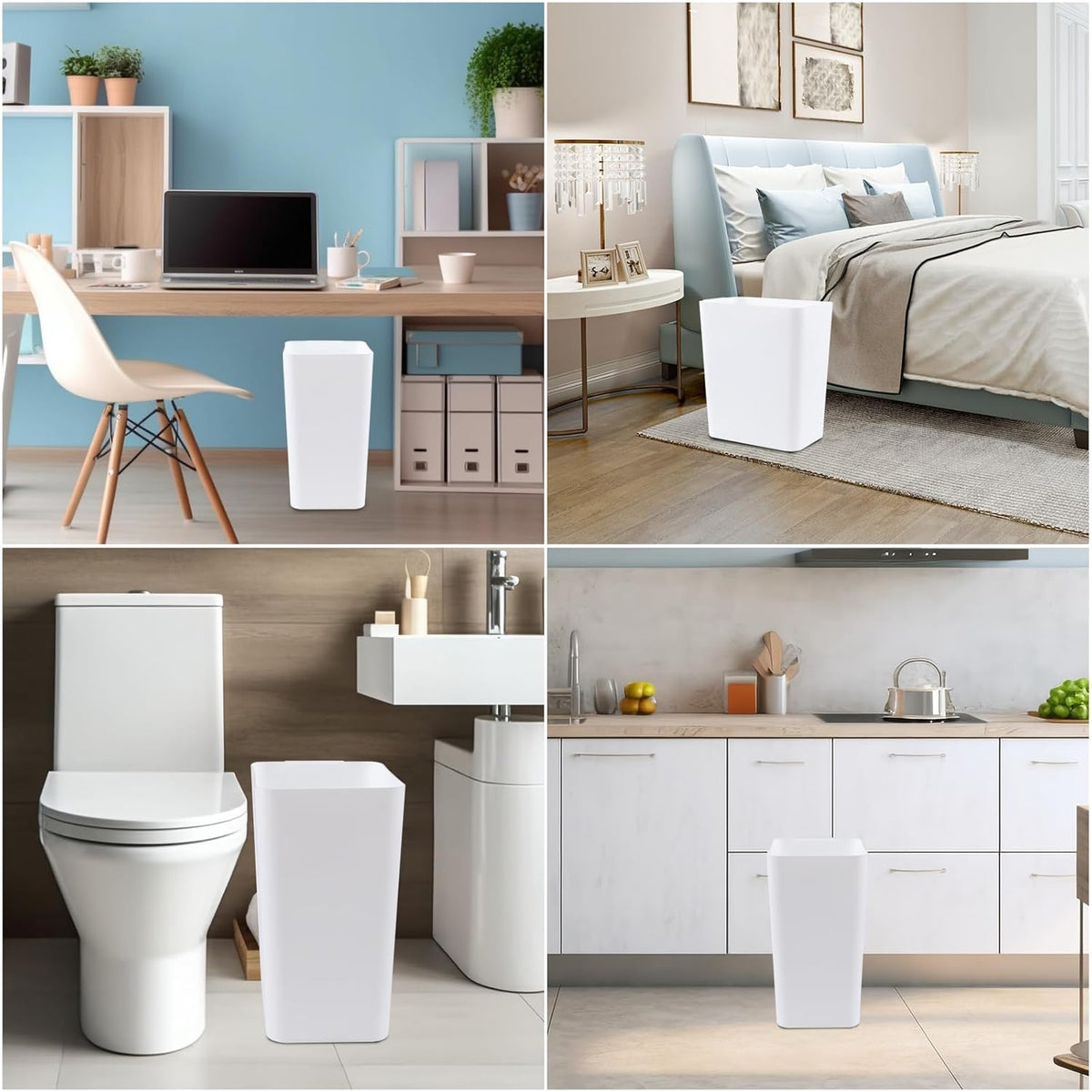 Zopnny 3-Pack 4.5 Gallon Plastic Small Trash Can Wastebasket, Slim Waste Basket for Bathroom