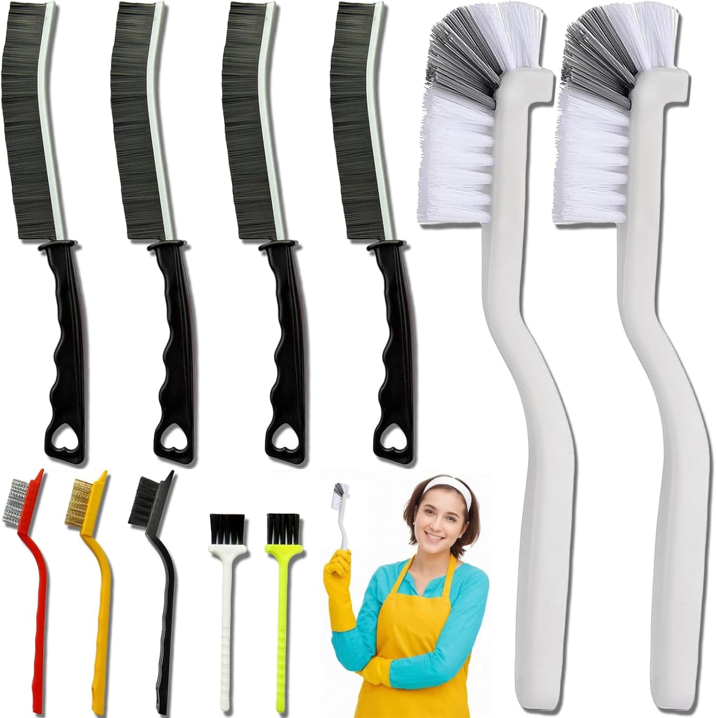 11Pcs Crevice Cleaning Brush,Gap Cleaning Brush with Long Handle,Small Gap Cleaning Brush for