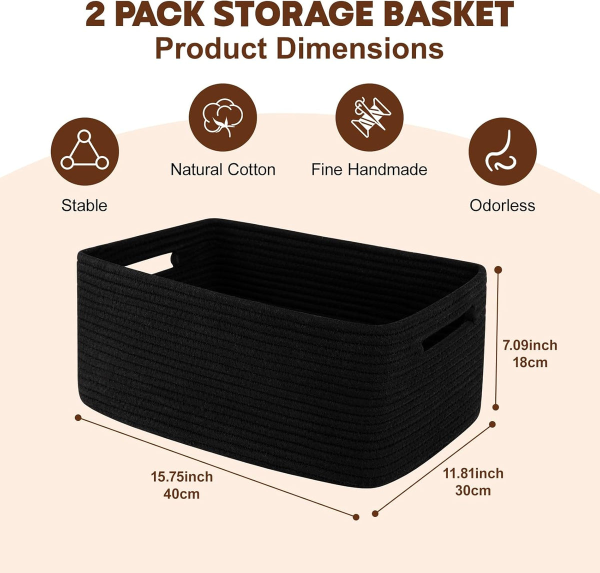 OIAHOMY Storage Basket for Shelves, Closet Cube Storage Bins Baskets for Clothes Blanket Towels