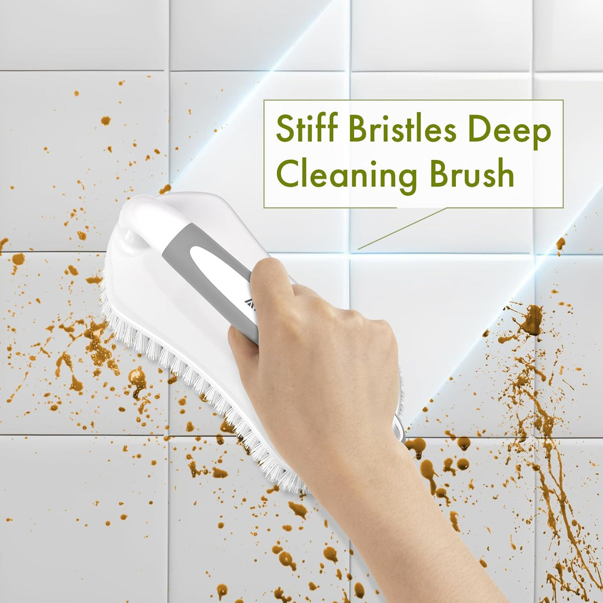 Amazer Scrub Brush for Cleaning Comfort Grip Shower Scrubber Flexible Stiff Bristles with Handle