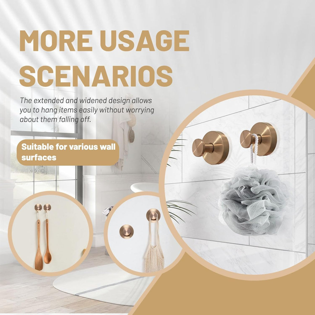 4pcs Suction Cup Hooks for Shower,Shower Towel Suction Hooks,No Drill Towel Hooks for Bathroom