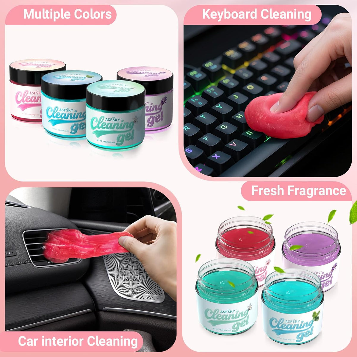 ASFSKY Car Cleaning Gel (Pink,Sakura) Cleaning Putty Universal Dust Cleaning Car Interior Cleaner
