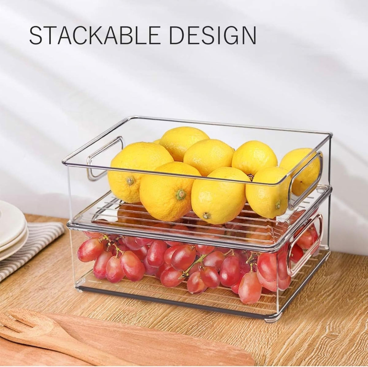 9 Pack Refrigerator Organizer Bins,3 Sizes Clear Pantry Storage with Handles and 30 PCS Plastic