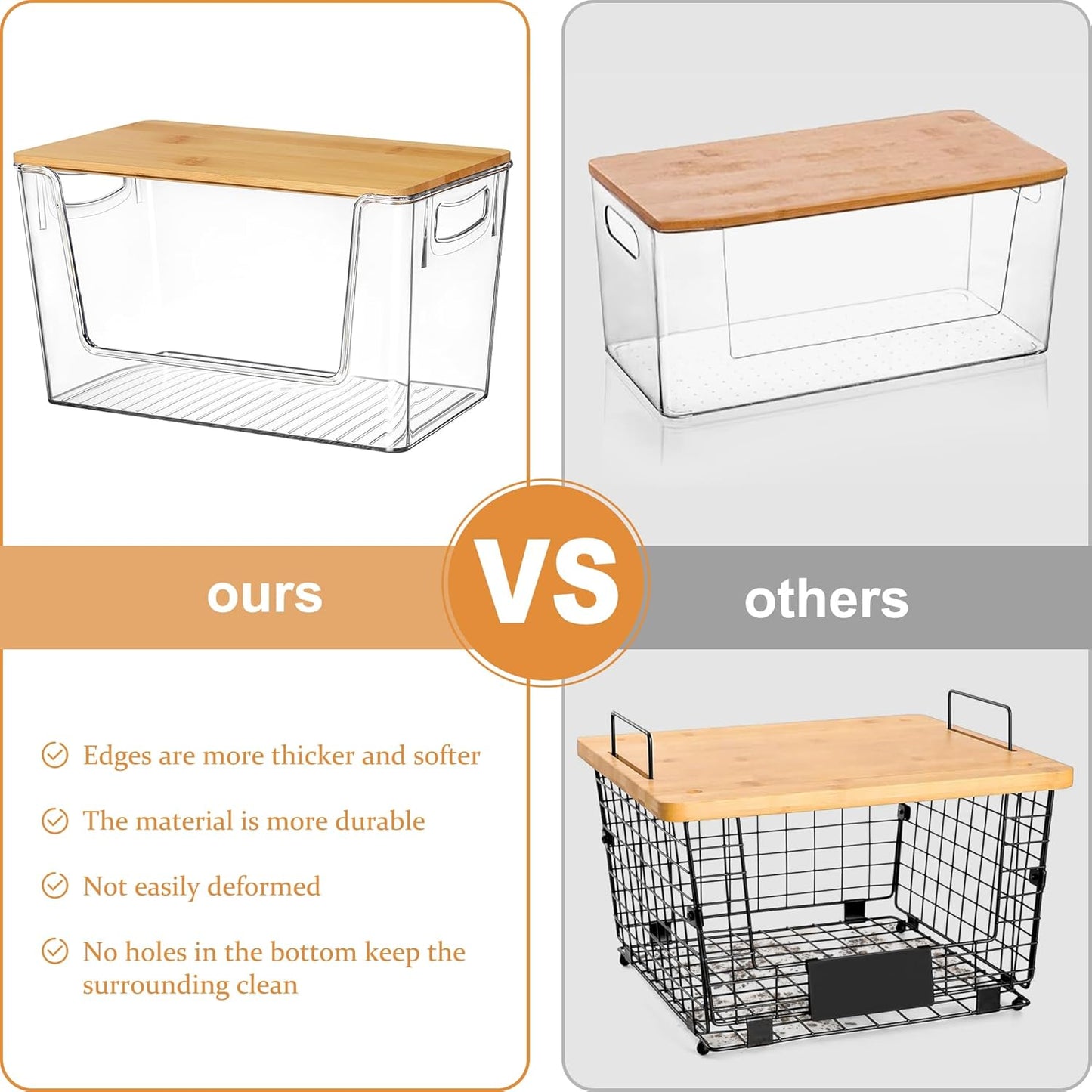 Pantry Organizers Storage, 2 Pack Stackable Kitchen Counter Bins for Onion Potato Garlic, Fruit