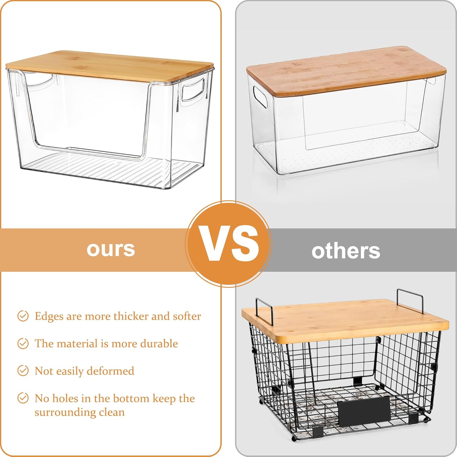Pantry Organizers Storage, 2 Pack Stackable Kitchen Counter Bins for Onion Potato Garlic, Fruit