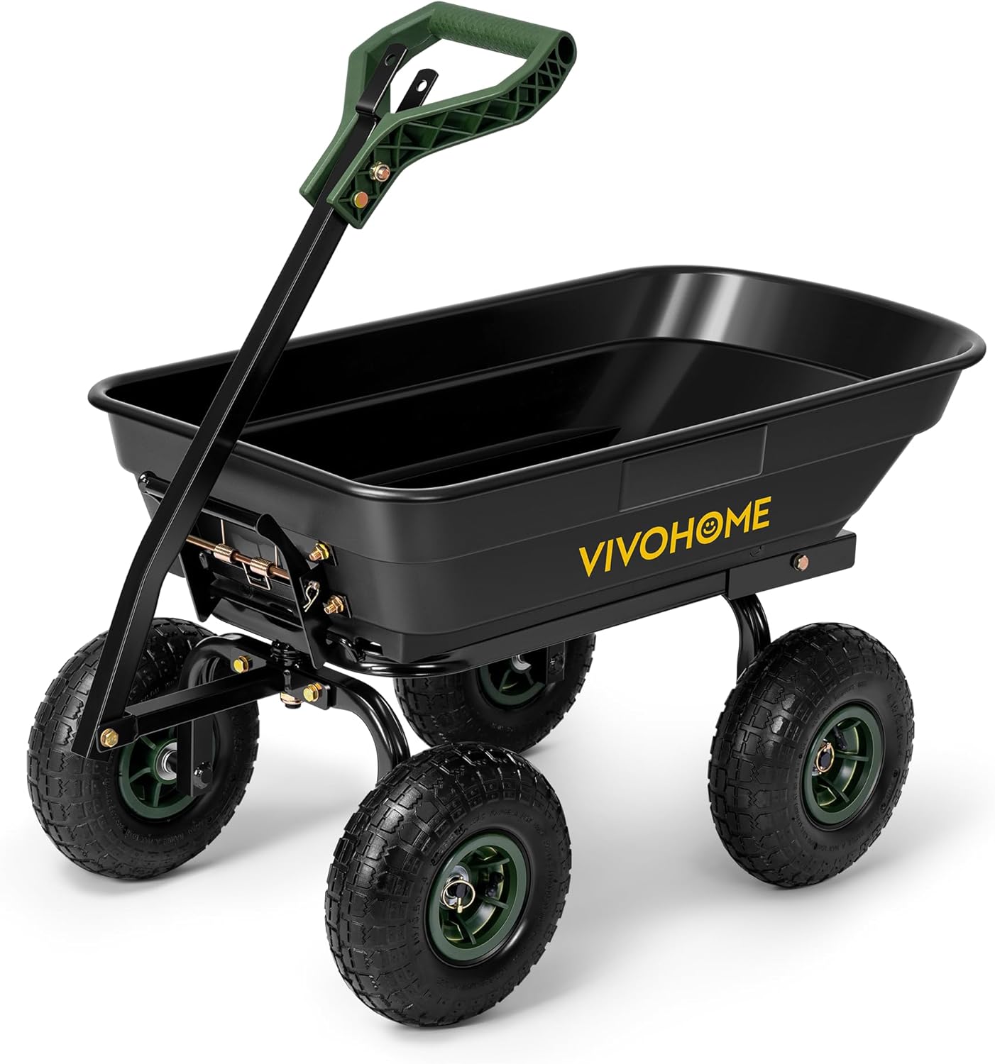 VIVOHOME 4 Cu.Ft 660lbs Wheelbarrow Garden Cart Dump Wagon with 2-in-1 Convertible Handle Attach to