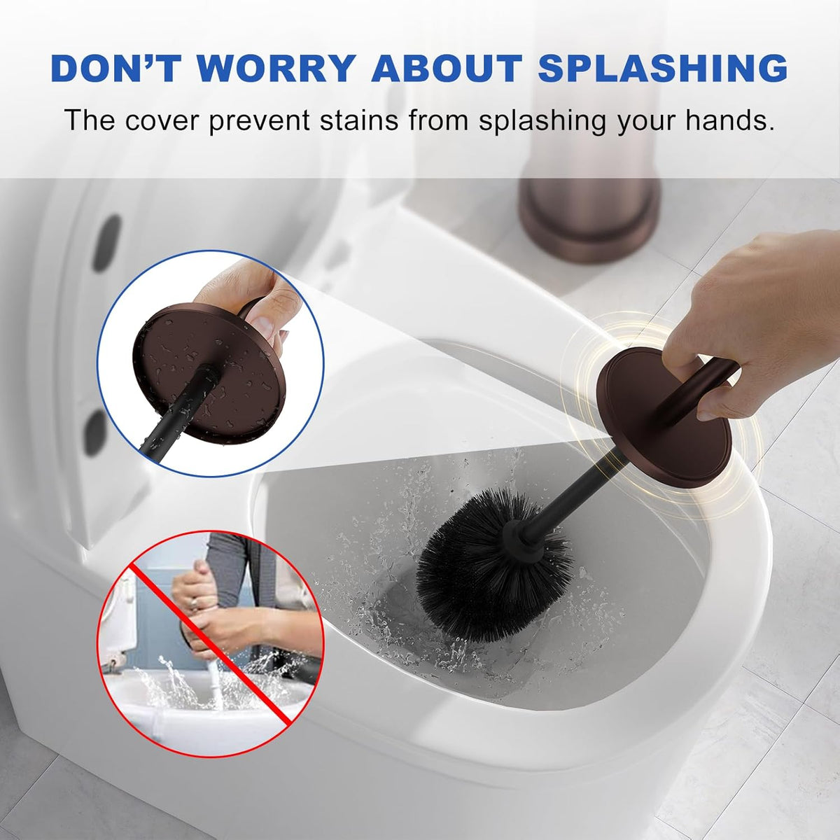 Toilet Brush and Holder Set: 304 Stainless Steel Heavy Duty Toilet Bowl Brush and Holder with