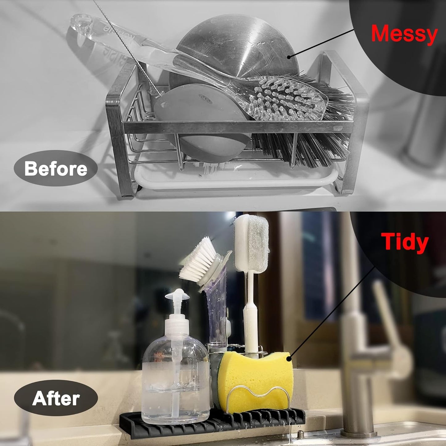 Gosmol Silicone Sponge Holder Rack Dish Soap Holder for Kitchen Counter, Waterproof Sponge Soap