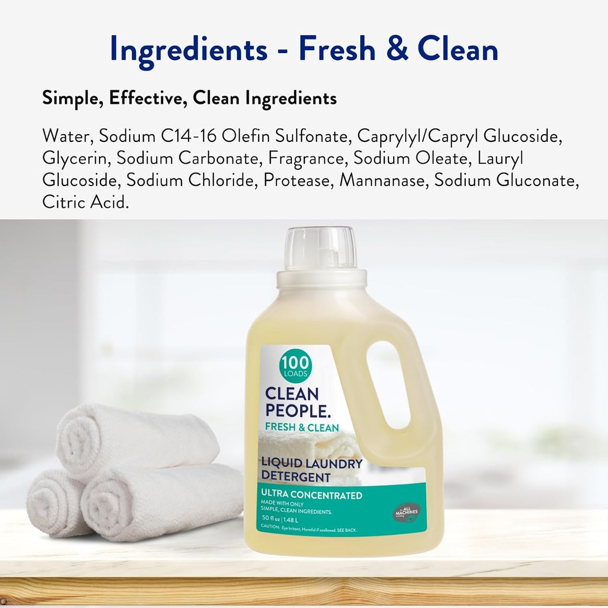 The Clean People Liquid Laundry Detergent - Recyclable Packaging, Stain Fighting - Ultra