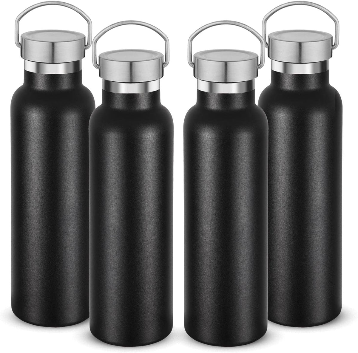Neihepal 20 oz Insulated Water Bottles Bulk 4 Pack,Stainless Steel Double Wall Sport Bottle with