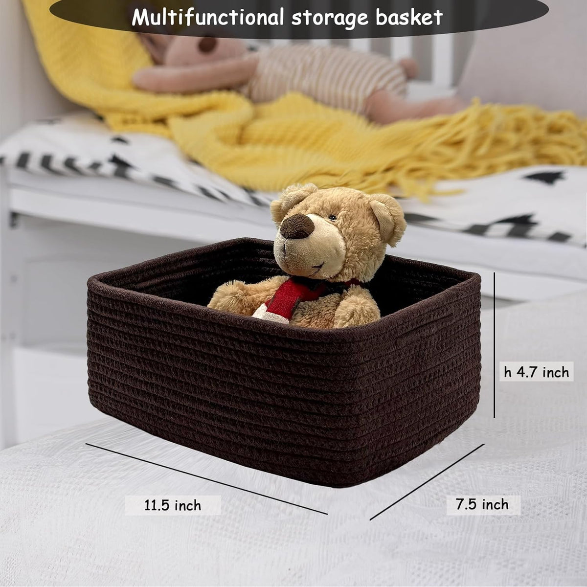 COMFY-HOMI 13" x 8.5" x 5.1" Storage Baskets for Organizing | Cotton Rope Woven Basket | Toy
