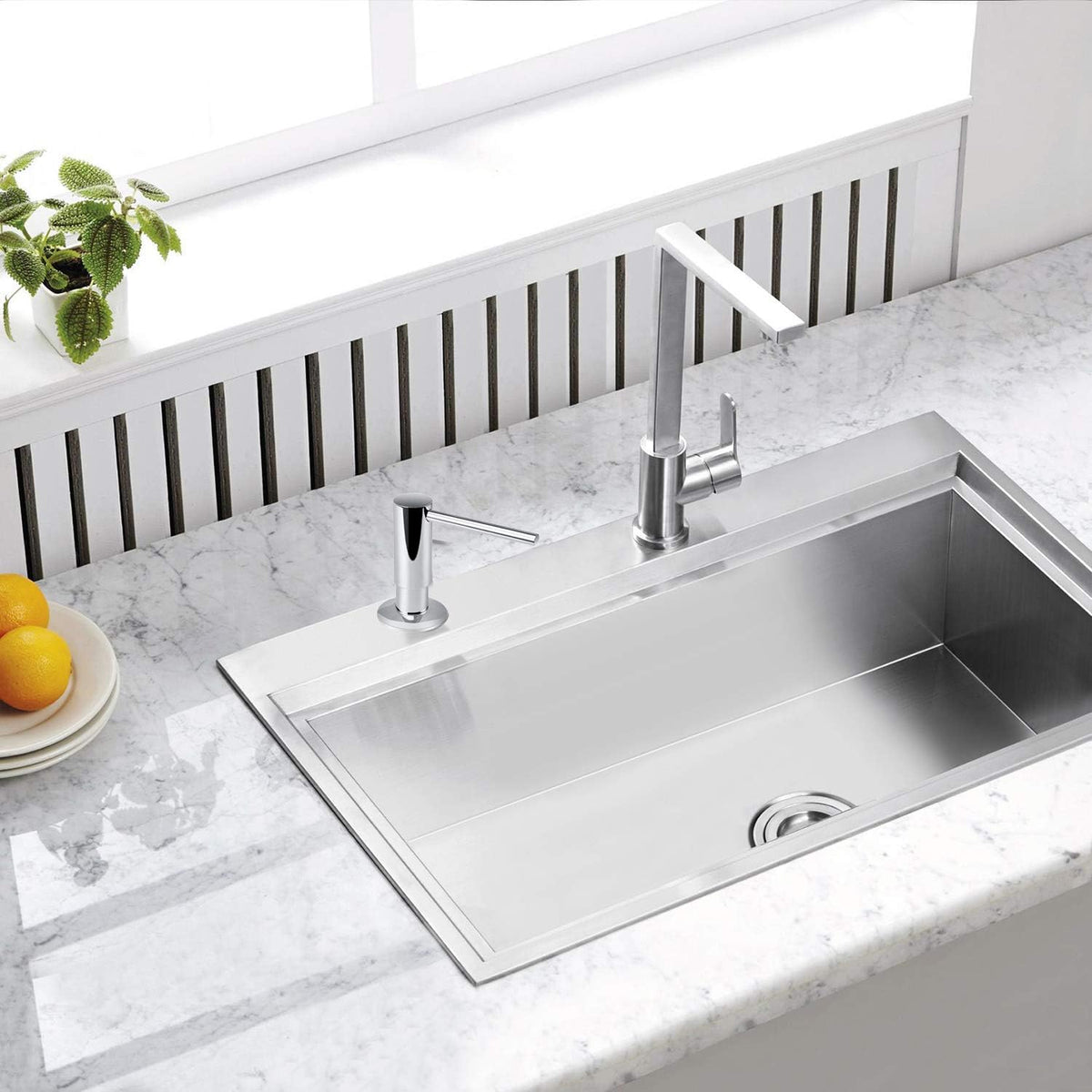 Samodra Sink Soap Dispenser, Metal Pump Head Liquid Lotion Countertop Kitchen Bathroom Soap