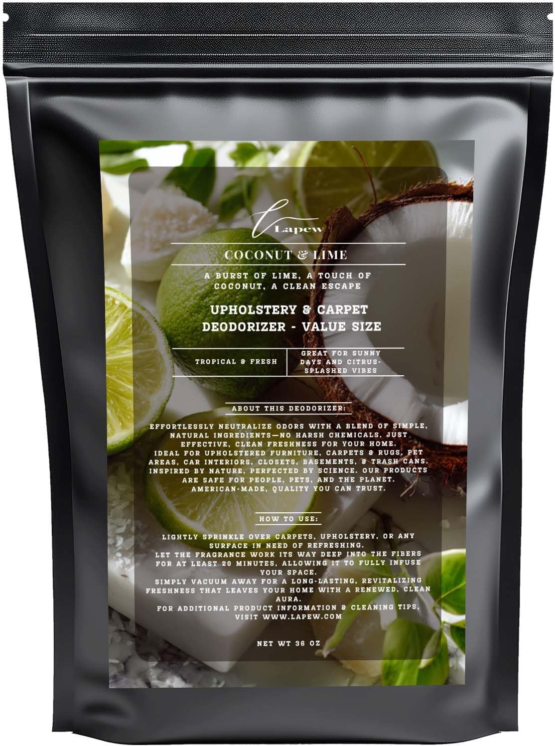 Coconut & Lime Carpet Freshener Powder Refill 36 oz | Powerful Odor Eliminator for Home |