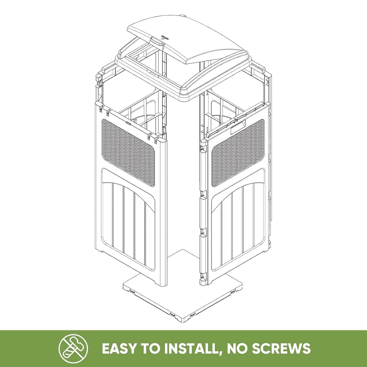 Patiowell 36 Gallon Outdoor Trash Can, Resin Outdoor Garbage Can with Lid for Patio, Backyard