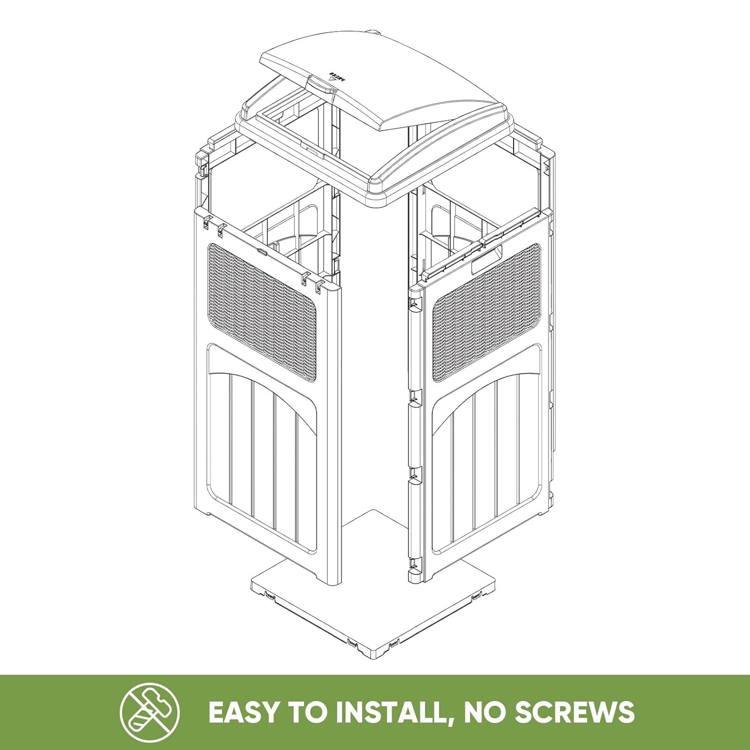 Patiowell 36 Gallon Outdoor Trash Can, Resin Outdoor Garbage Can with Lid for Patio, Backyard