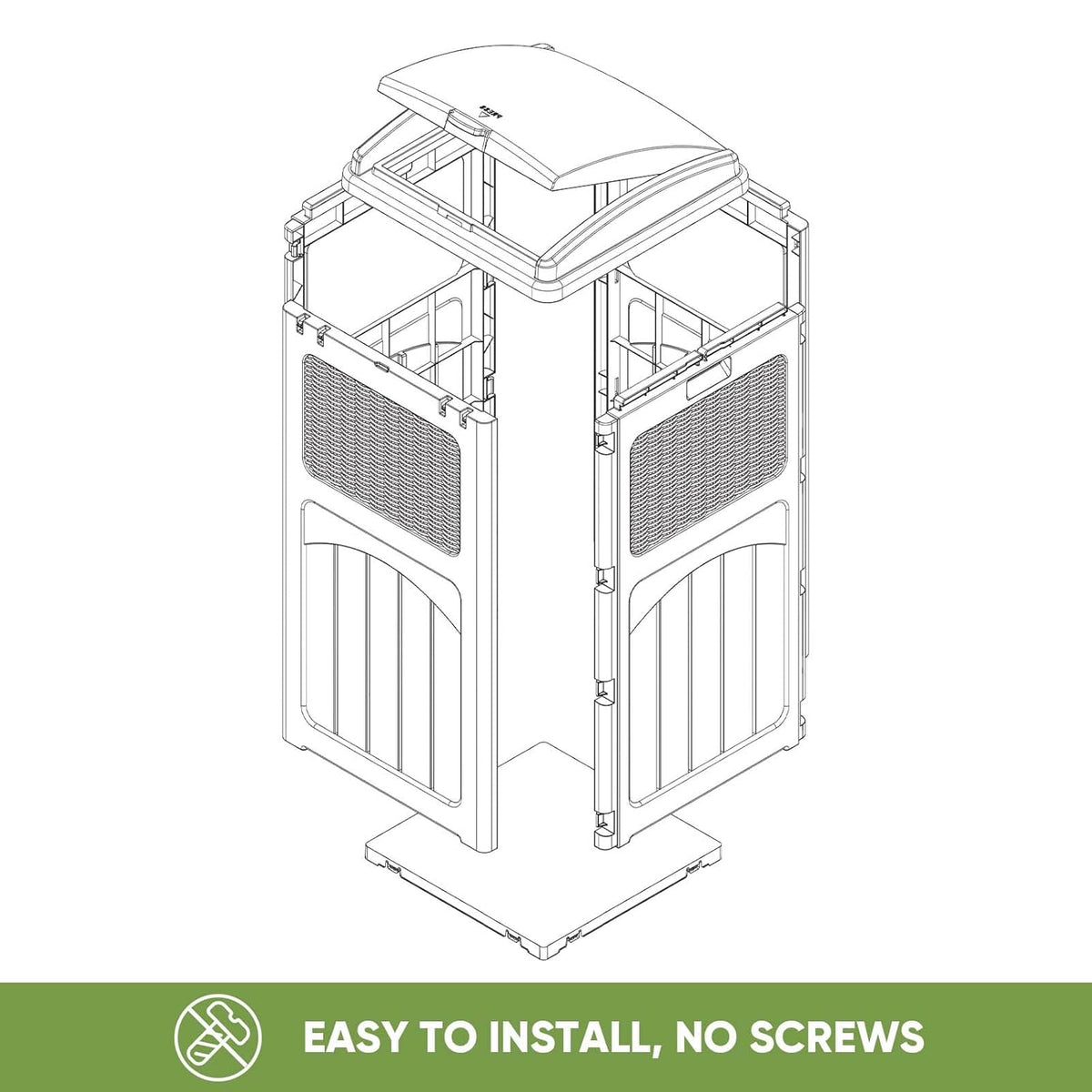 Patiowell 36 Gallon Outdoor Trash Can, Resin Outdoor Garbage Can with Lid for Patio, Backyard