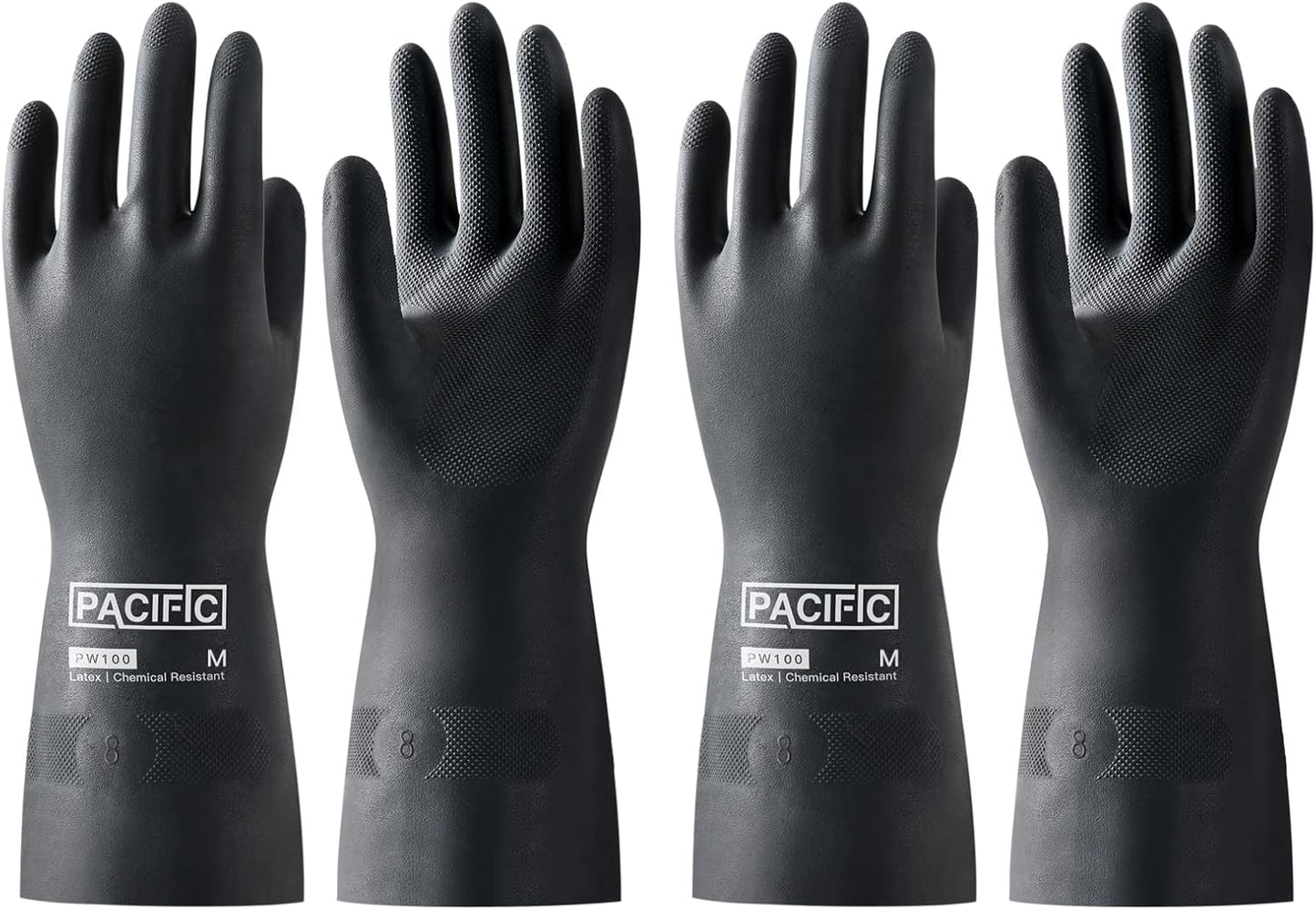 PACIFIC PPE 2 Pairs Chemical Resistant Gloves, Heavy Duty Industrial Rubber Gloves, Resist Acid