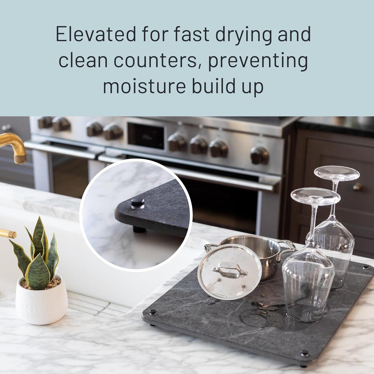 LARGE Siren Stone Natural Dish Drying Mat for Kitchen Counter - Premium Diatomaceous Earth Mat |
