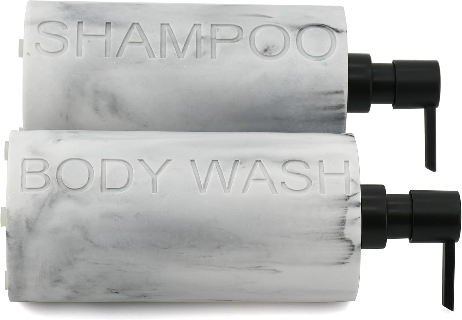 Marble Resin 2 Piece Shampoo and Body Wash Dispenser Set, Luxurious Refillable Pump Bottles with