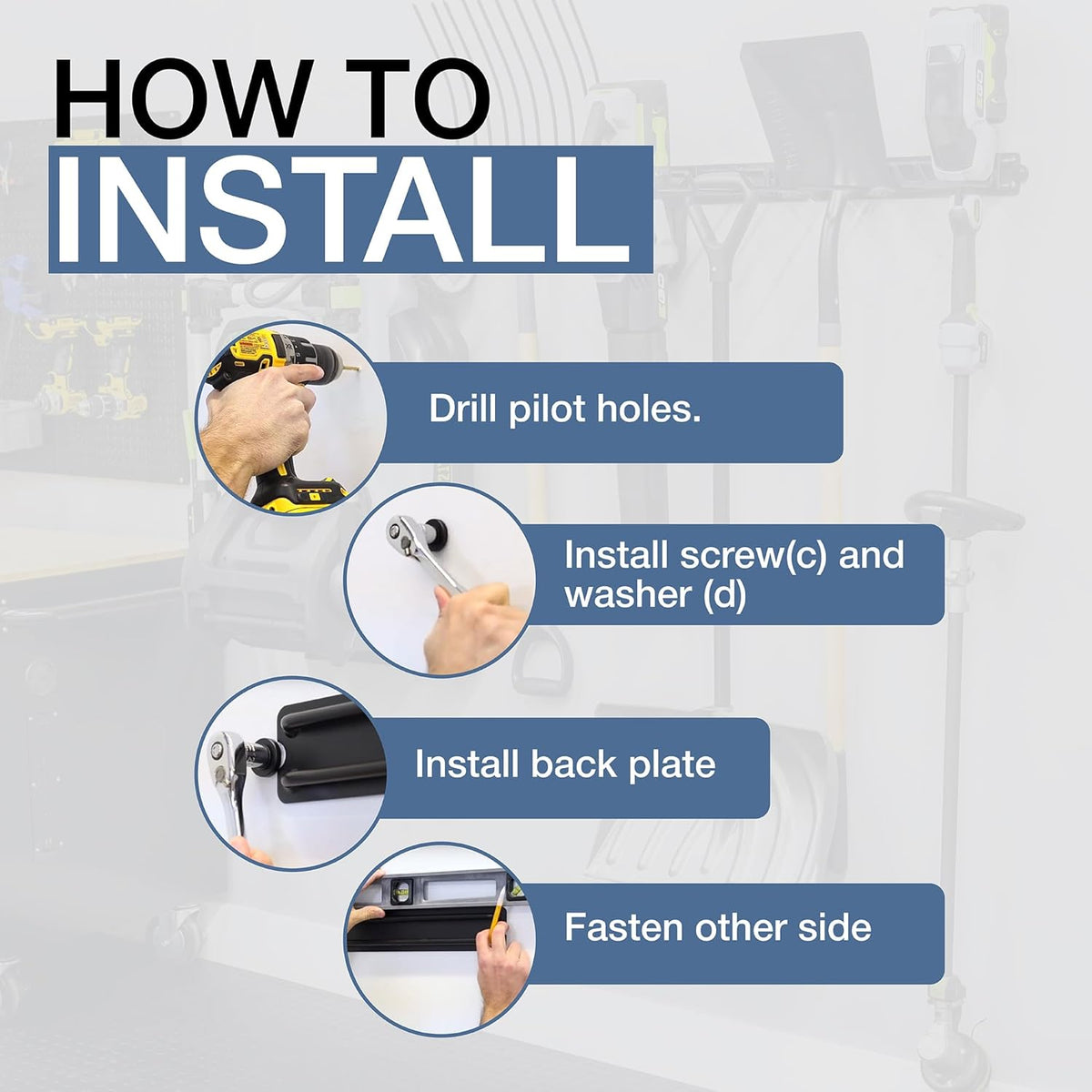 StoreYourBoard Garage Tool Organizer Wall Mount – Heavy Duty Garage Wall Organizer for Garage