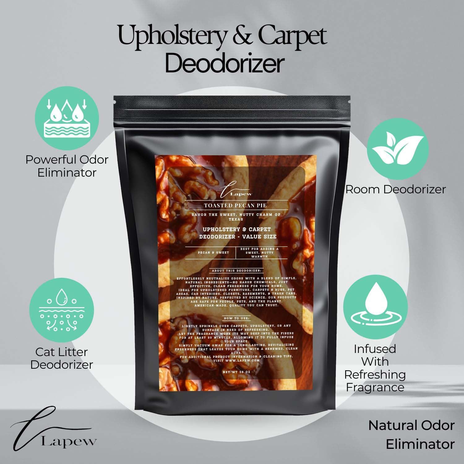 Toasted Pecan Pie Carpet Freshener Powder Refill 36 oz | Powerful Odor Eliminator for Home |