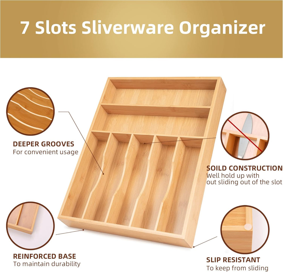 Silverware Organizer Bamboo Kitchen Drawer Organizer Utensil Organizer Silverware Holder Cutlery