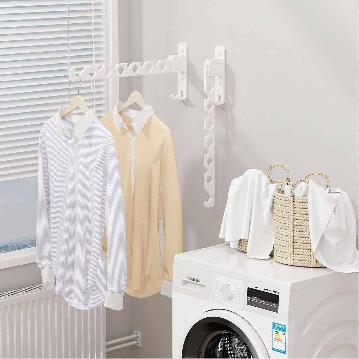 Wall Mounted Clothes Drying Rack, Wall Clothes Hanger Hook for Laundry Room, Clothes Hanger