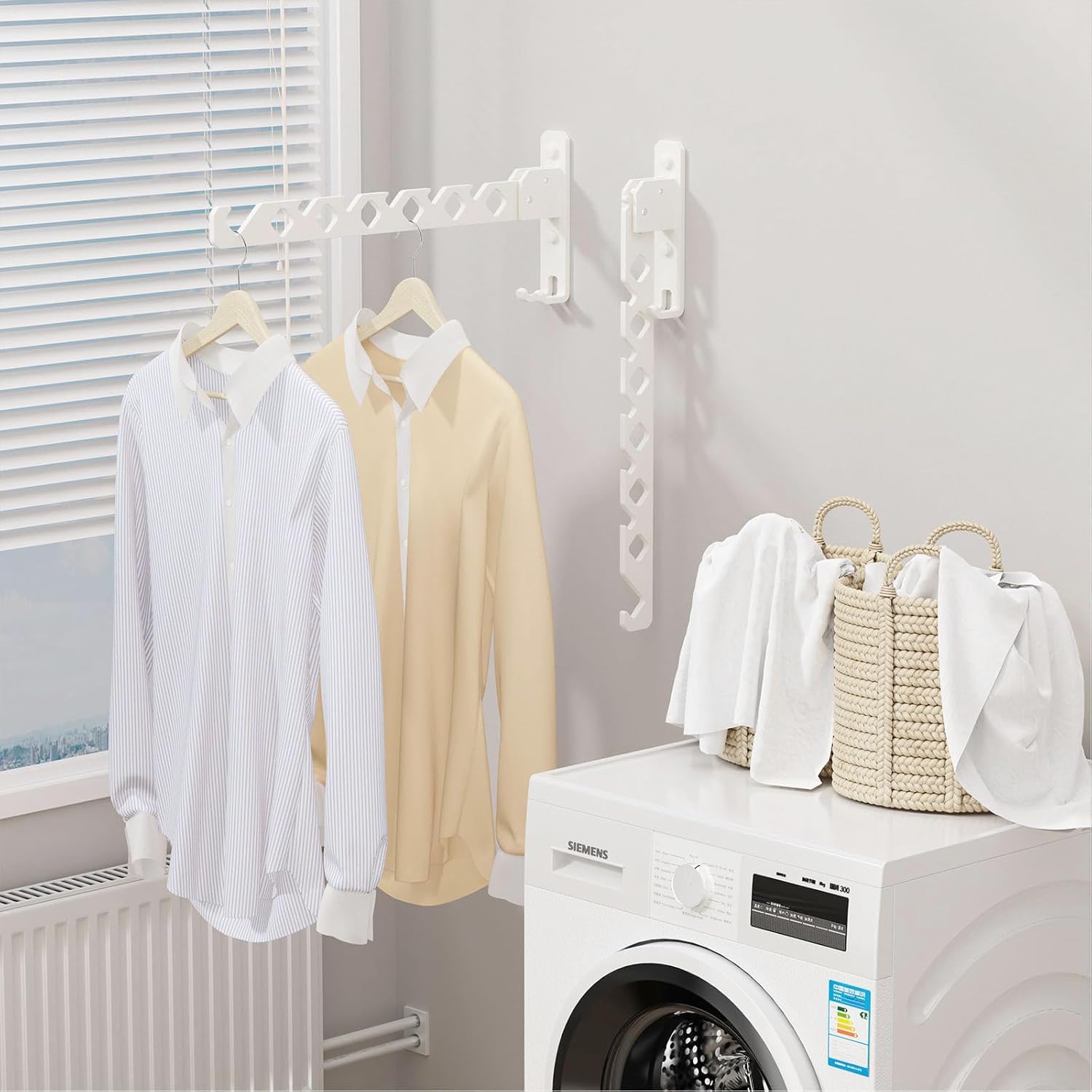 Wall Mounted Clothes Drying Rack, Wall Clothes Hanger Hook for Laundry Room, Clothes Hanger