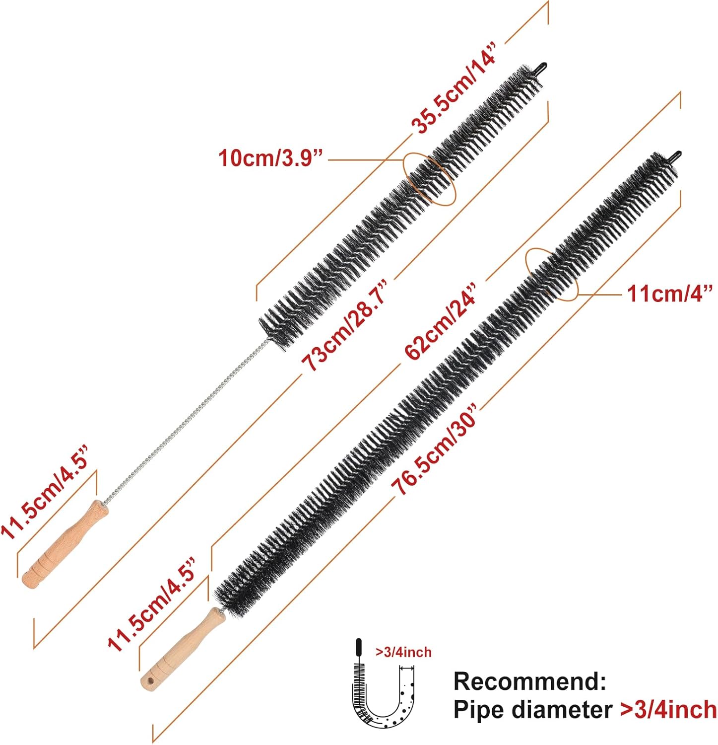 Dryer Cleaner Vent Brush - 70cm or 75cm Long Flexible Dryer Vent Cleaner & Refrigerator Condenser