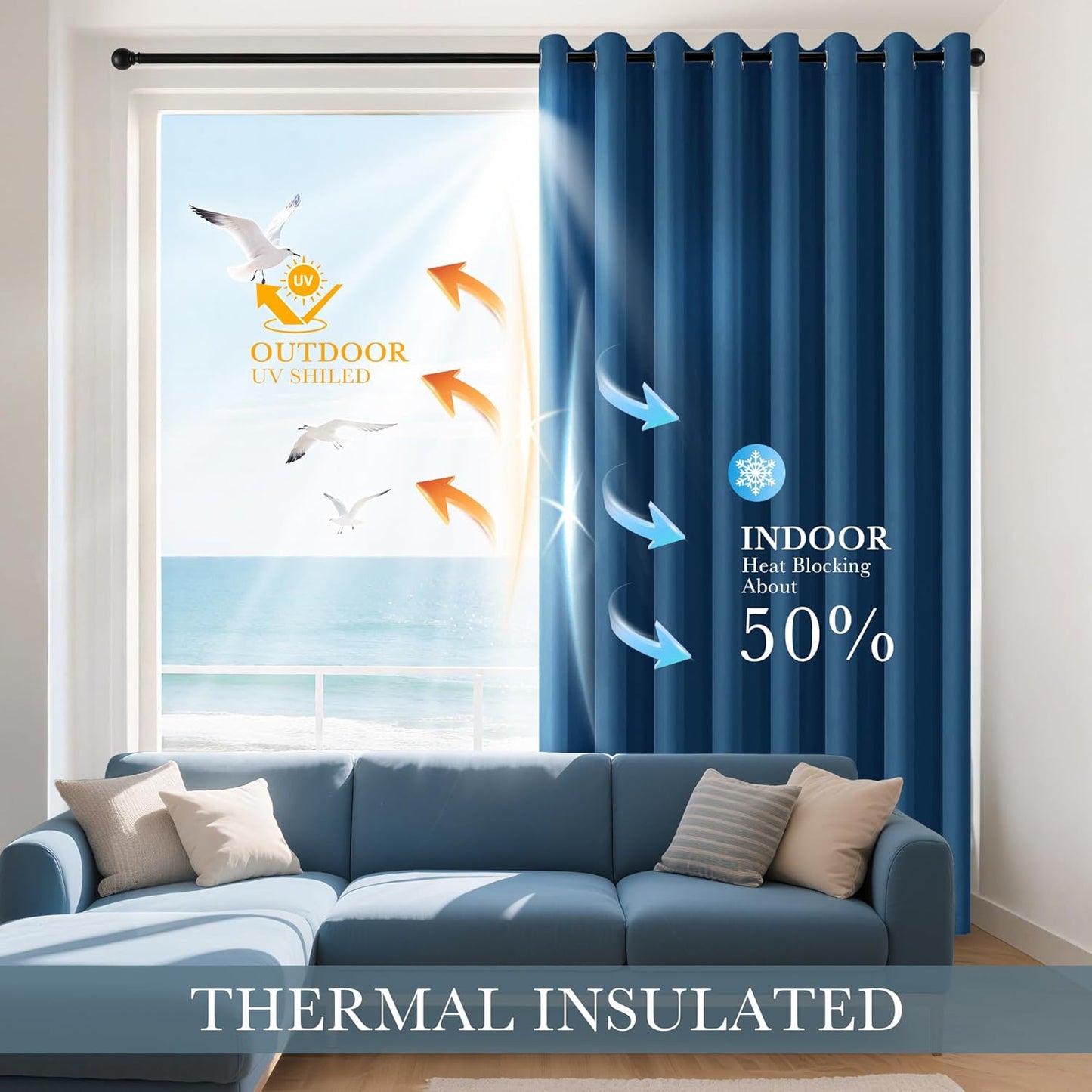 PONY DANCE Small Blackout Curtains for Bedroom - Room Darkening Thermal Insulated Window Draperies