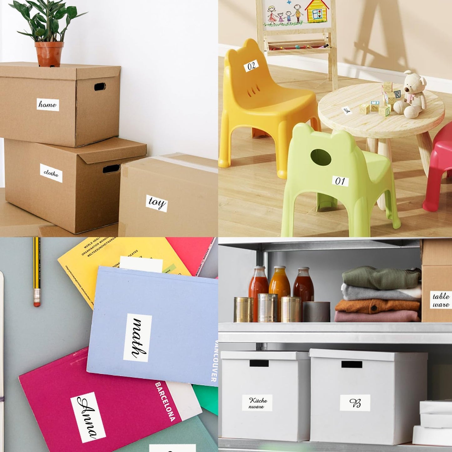 STARLIBOO Colored Labels Stickers 3 x 2 Inch, Removable Rectangle Moving Labels Stickers, 250Pcs