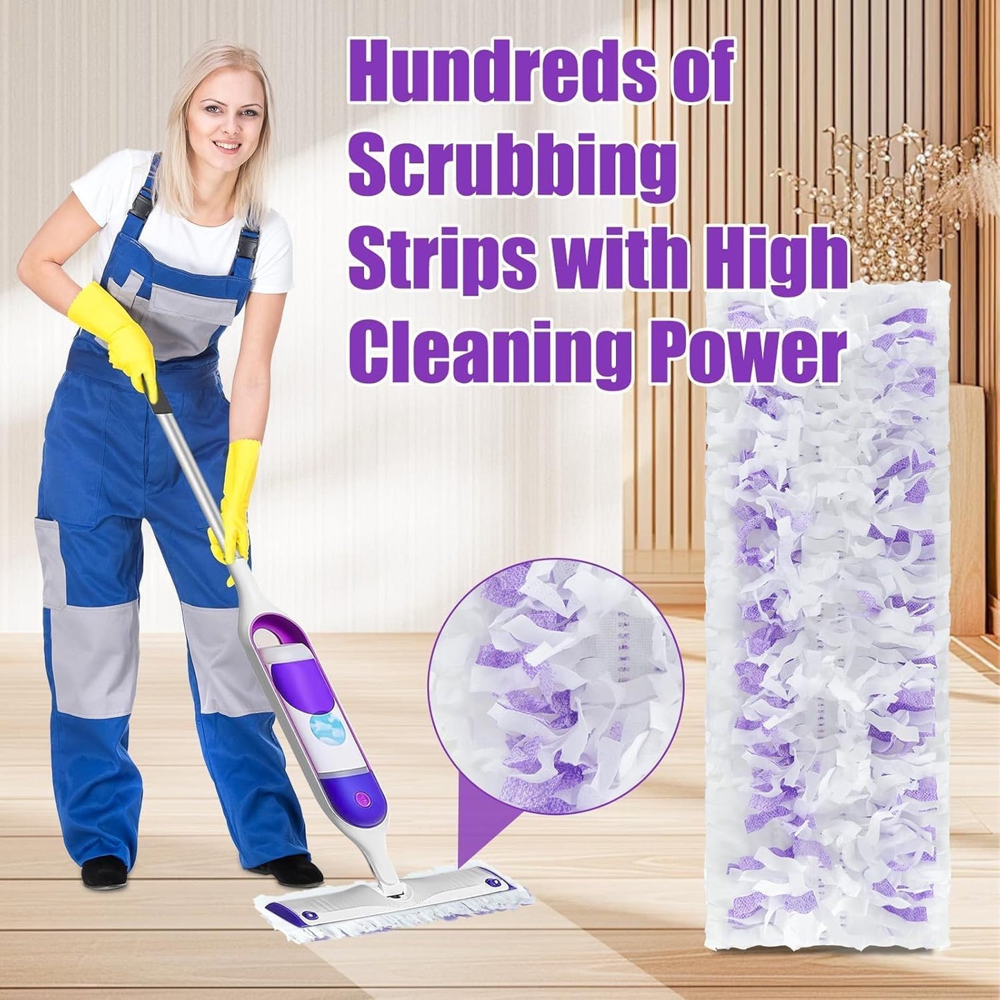 50 Count Disposable Power Mop Pads for Swiffer PowerMop, Unscented Power Mop Refills for
