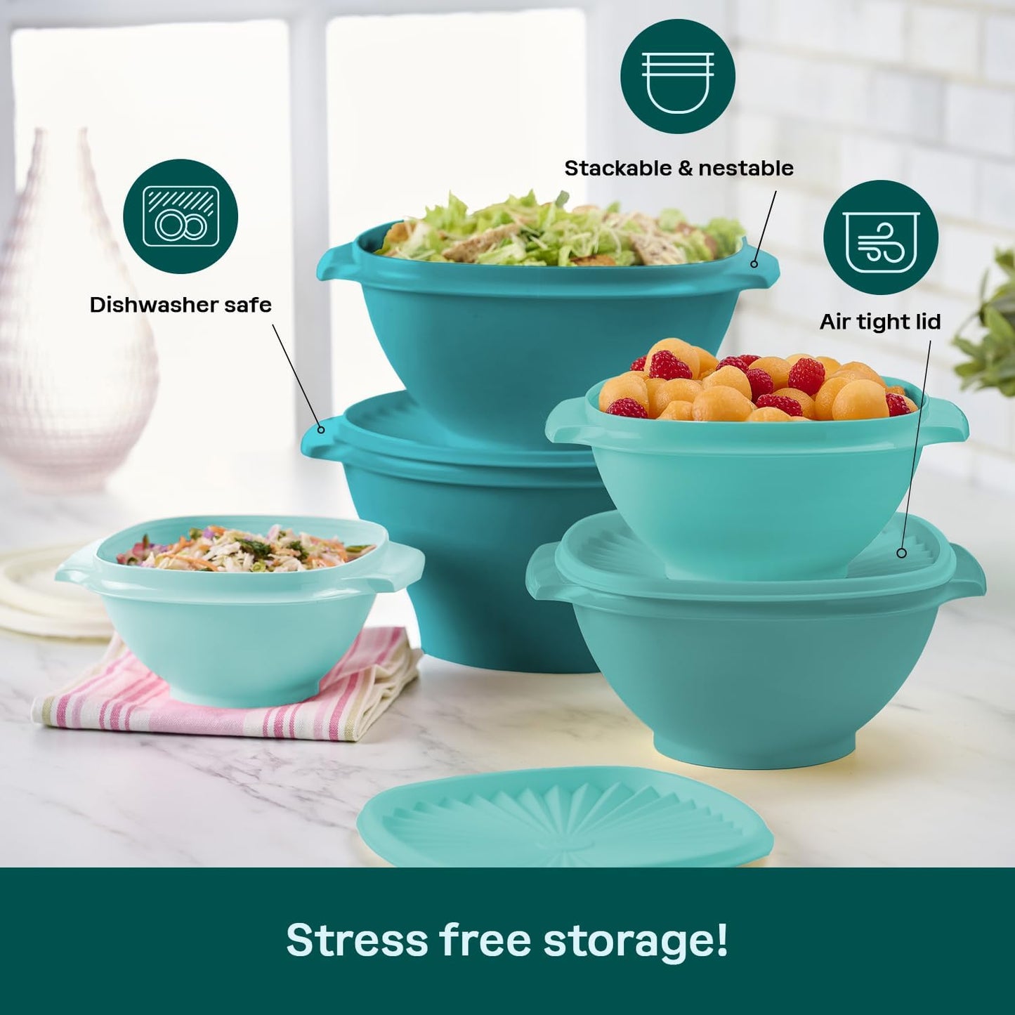 Tupperware Heritage Collection, New 10 Piece Food Storage Container Set in Vintage Green