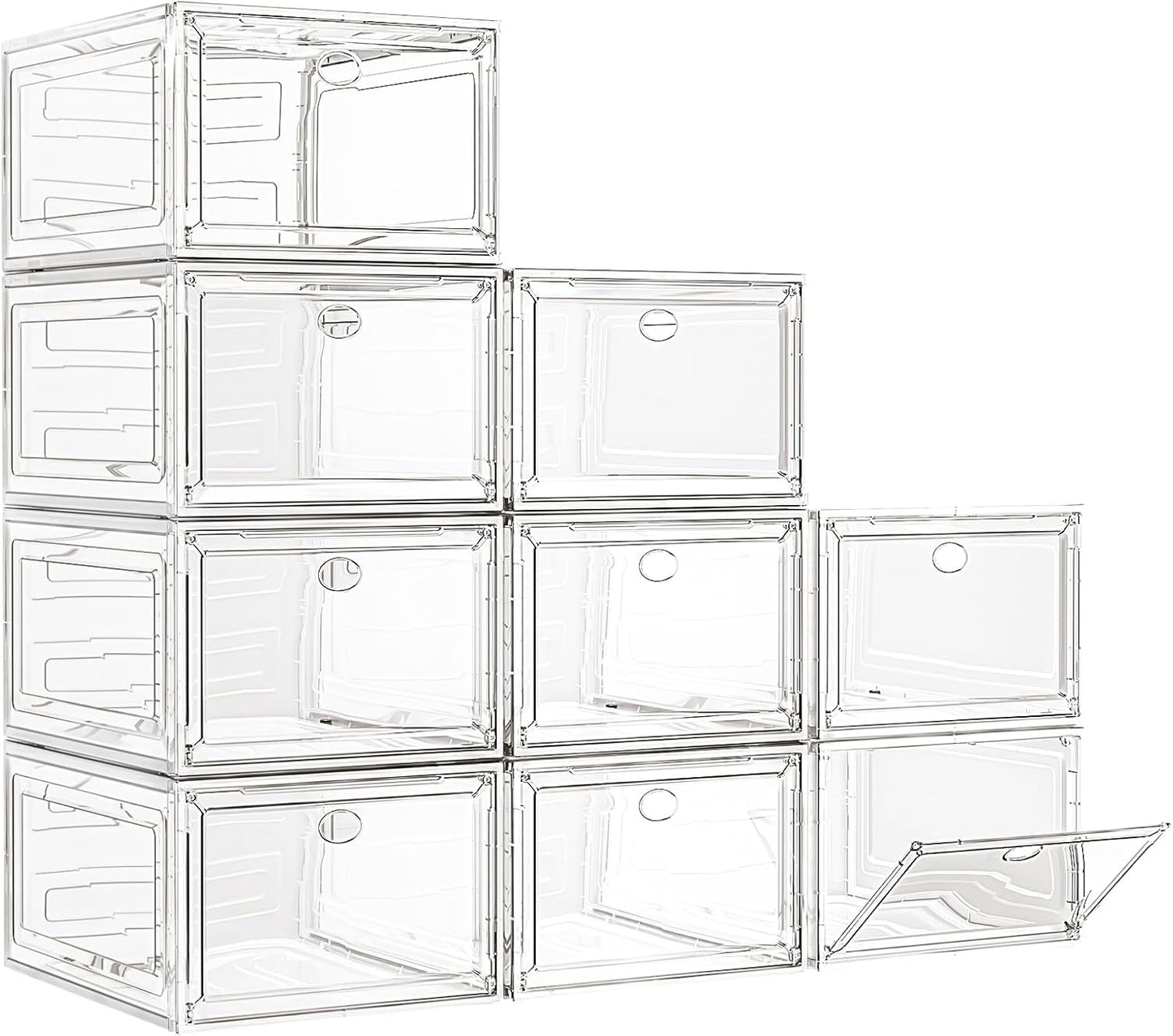 7 code Large Clear Shoe Boxes Organizer【Thicker Material】 Stronger Shoe Box with Magnetic Door