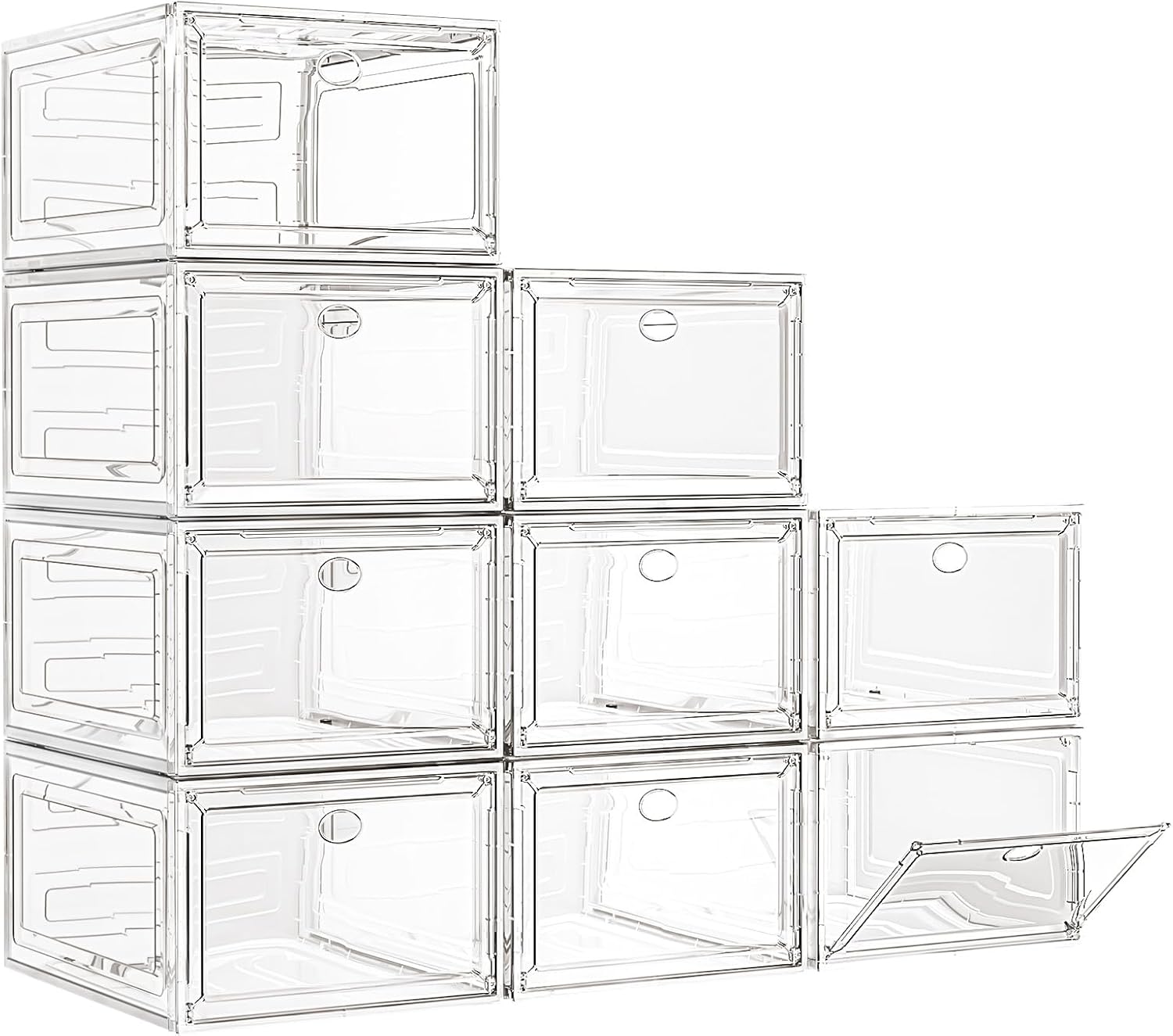 7 code Large Clear Shoe Boxes Organizer【Thicker Material】 Stronger Shoe Box with Magnetic Door