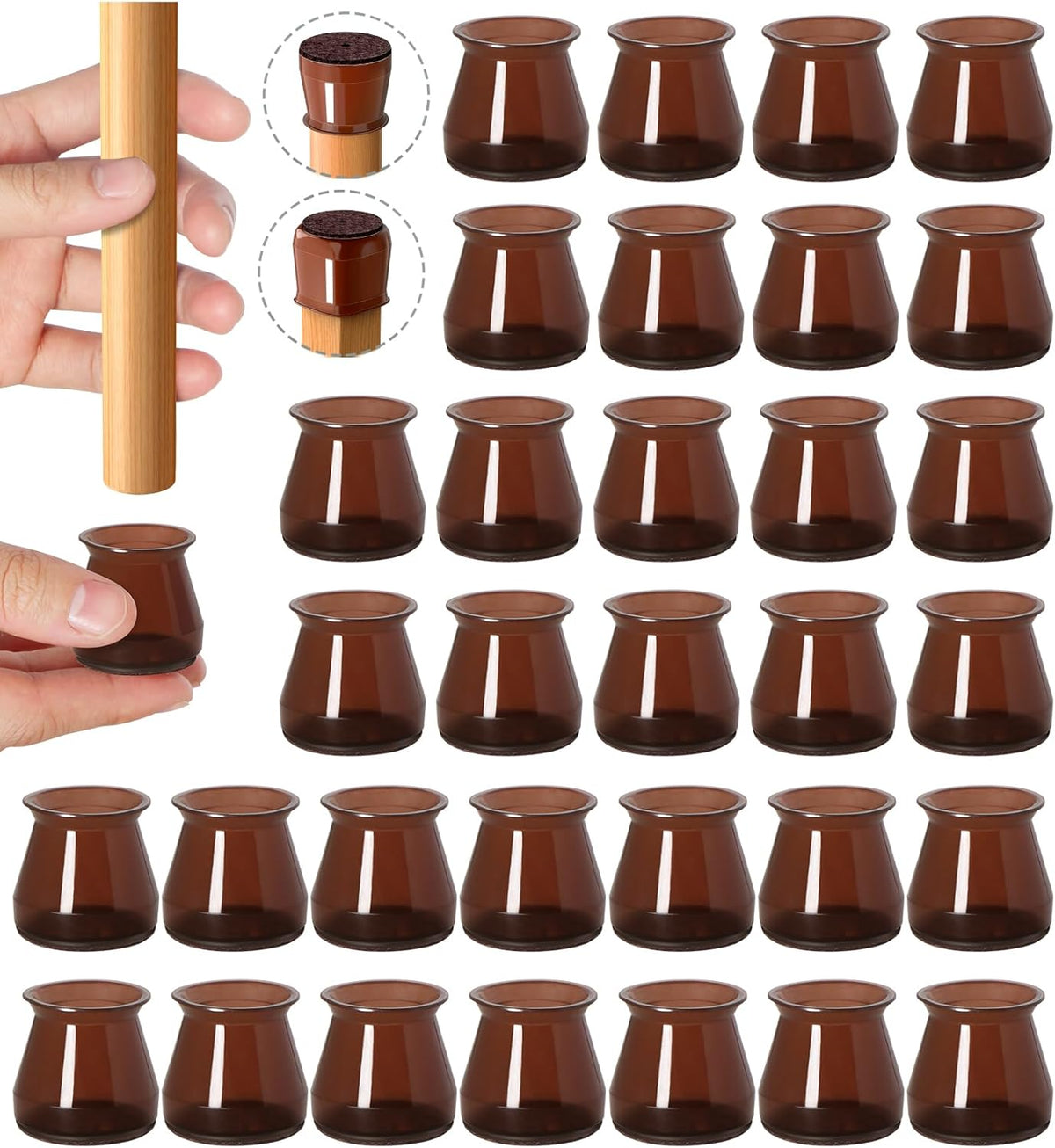 32 Pcs Chair Leg Protectors for Hardwood Floors, Silicone Felt Furniture Leg Cover Pad for