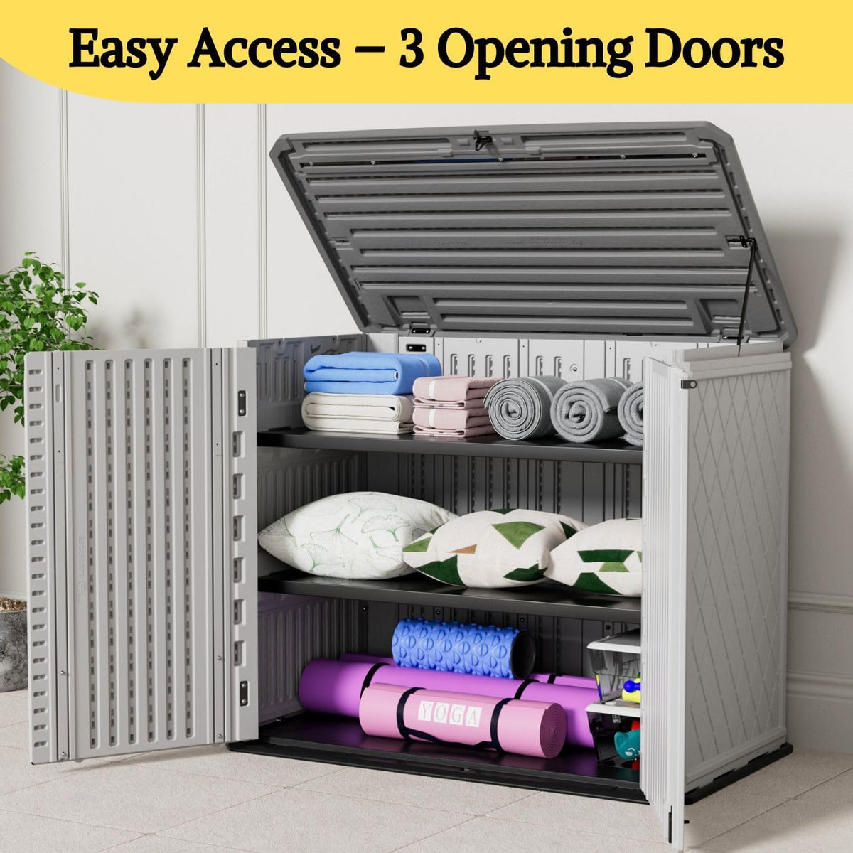 ZZM 4x2.5 FT Outdoor Storage Shed, Resin Waterproof Storage Cabinet for Garden Tools with Lockable
