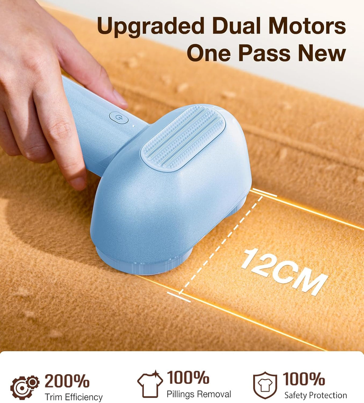 TORRAS Dual-Head Fabric Shaver, Longest Durability & 50ml Large Capacity Rechargeable Lint Removers
