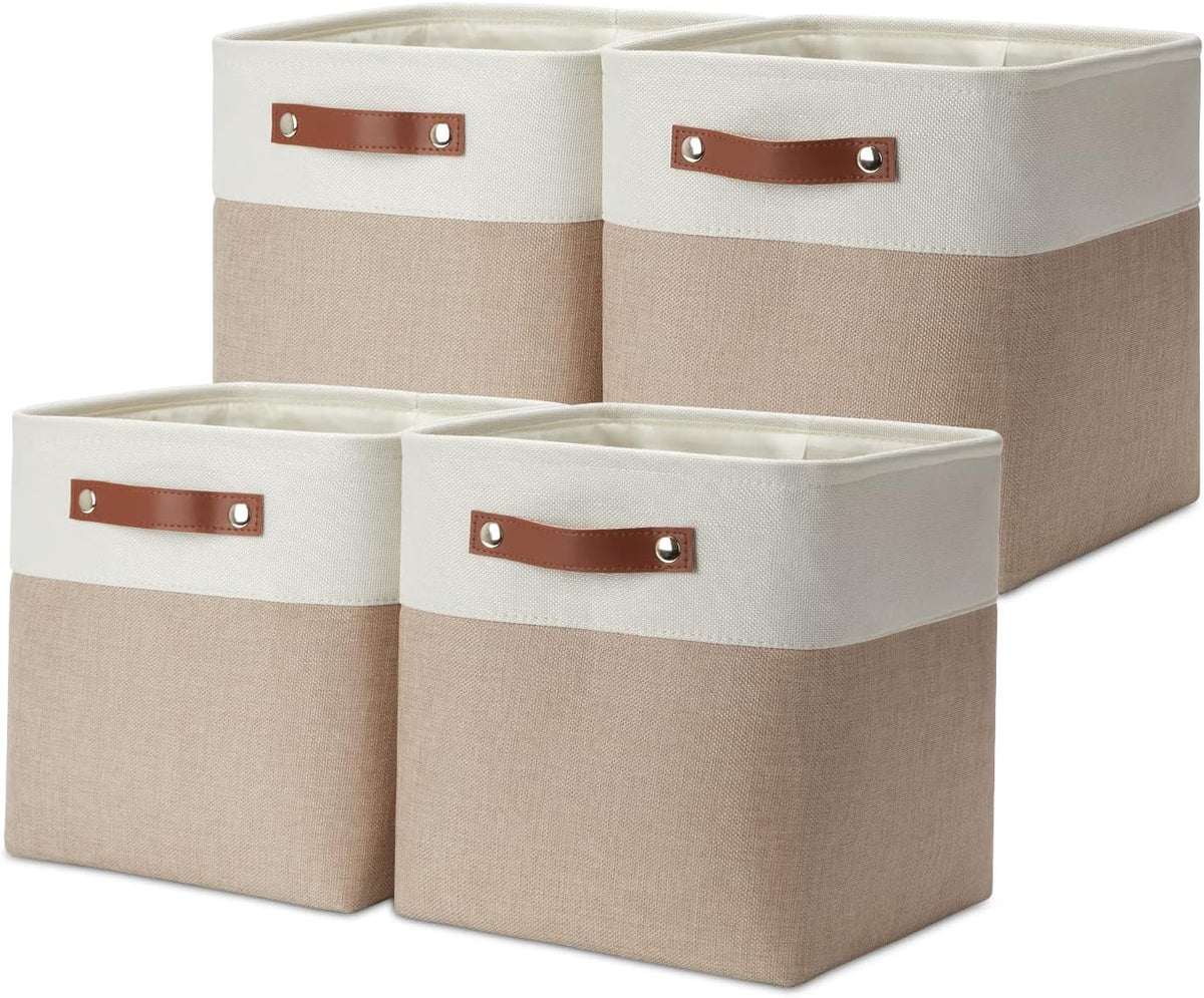 DULLEMELO 11 inch Cube Storage Bins, Large Collapsible Grey Storage Baskets for Square Cubes