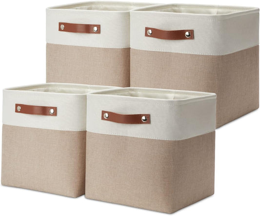 DULLEMELO 11 inch Cube Storage Bins, Large Collapsible Grey Storage Baskets for Square Cubes