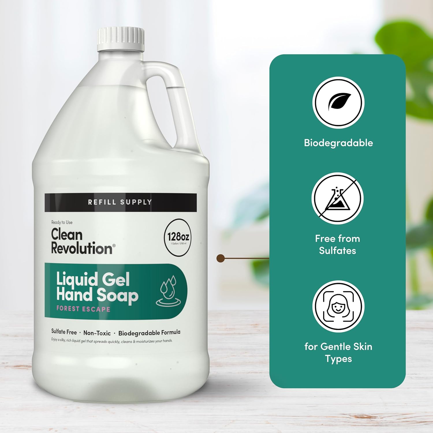 Clean Revolution Liquid Gel Hand Soap, Silky Rich Liquid, Quick Lather, Fast Rinsing, Contains Real