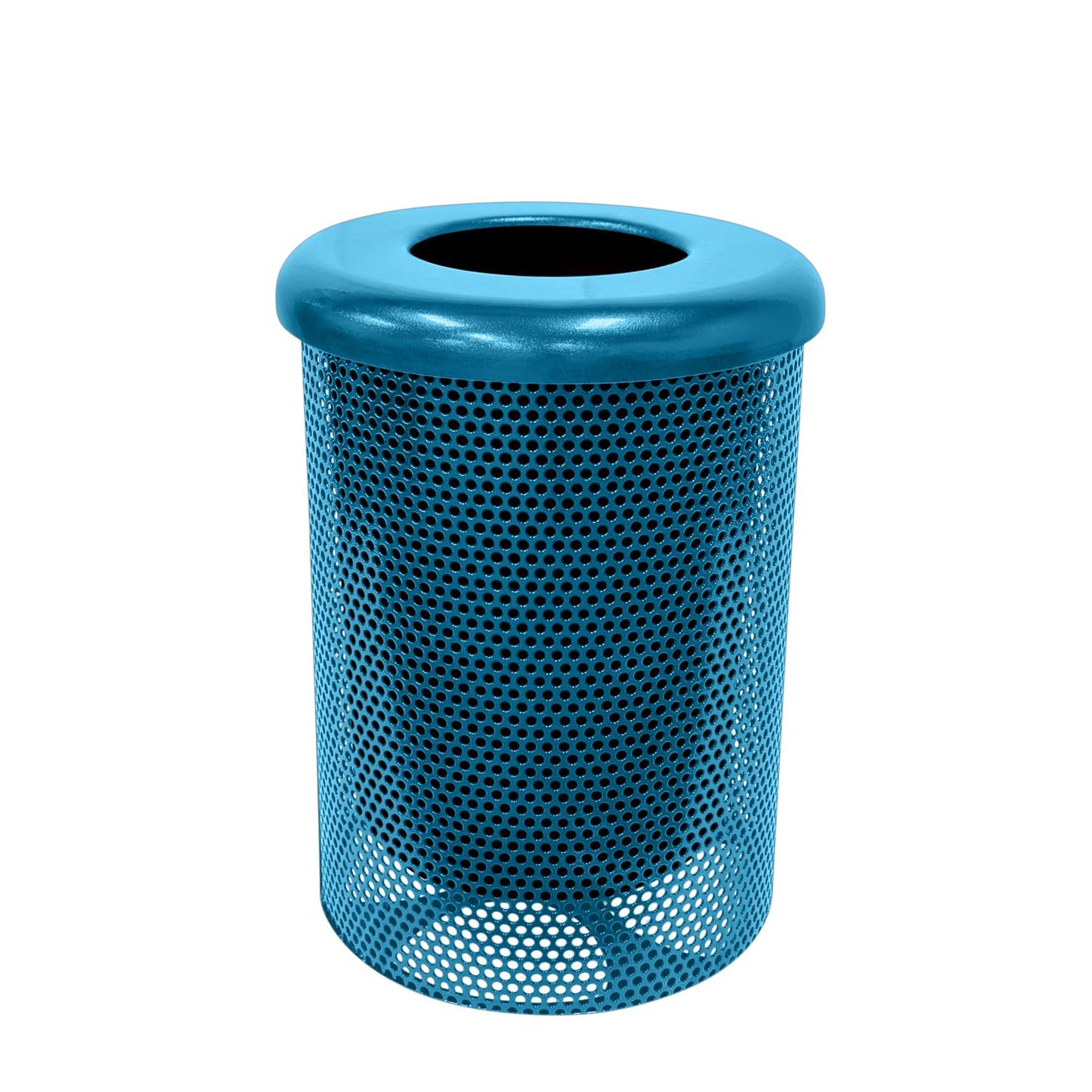 COATEDOUTDOORFURNITURE RFT-P-LBL Heavy Duty Round Trash Receptacle with Flat Top, Liner Included
