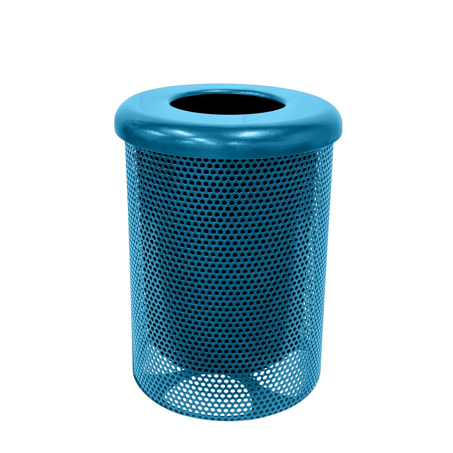 COATEDOUTDOORFURNITURE RFT-P-LBL Heavy Duty Round Trash Receptacle with Flat Top, Liner Included