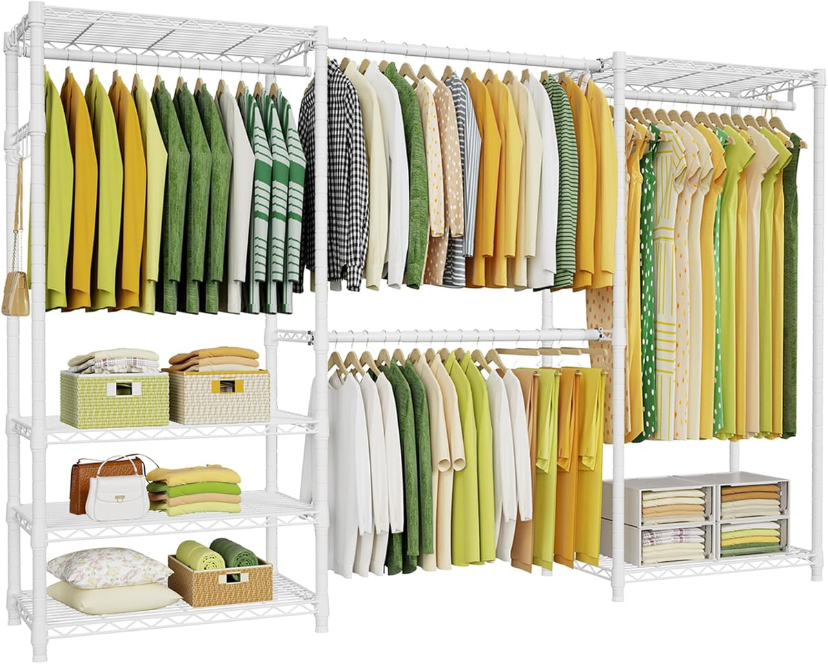 Ulif E1 Heavy Duty Closet Garment Rack, 6 Tiers Adjustable Metal Freestanding Expandable Clothing