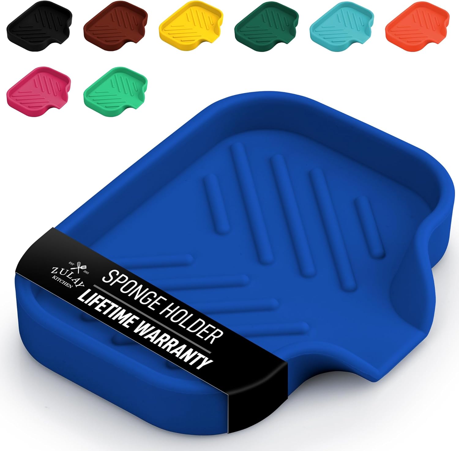 Zulay Kitchen Small Silicone Sponge Holder (4.9x3.3”) – Space-Saving Sink Organizer Tray for